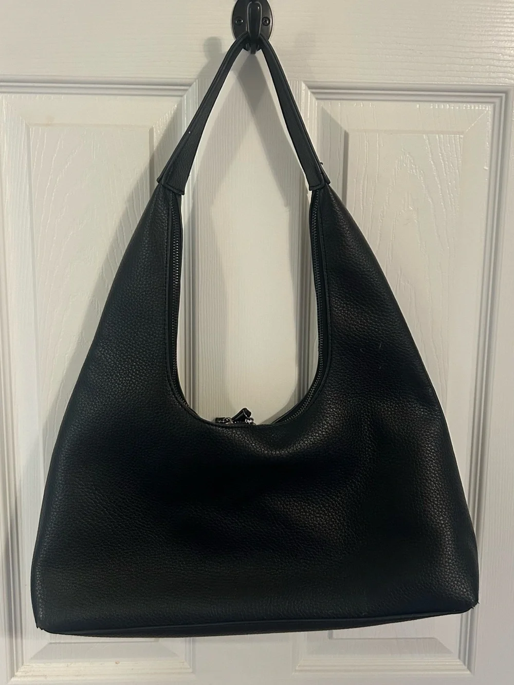 Black Leather Hobo Shoulder Bag